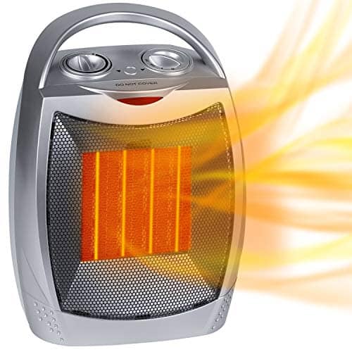 Portable Electric Space Heater 1500W/750W Personal Room Heater with Thermostat, Small Desk Ceramic Heater with Tip Over and Overheat Protection ETL Certified for Office Indoor Bedroom (Silver) Portable Electric Space Heater 1500W/750W Personal Room Heater with Thermostat, Small Desk Ceramic Heater with Tip Over and Overheat Protection ETL Certified for Office Indoor Bedroom (Silver)
